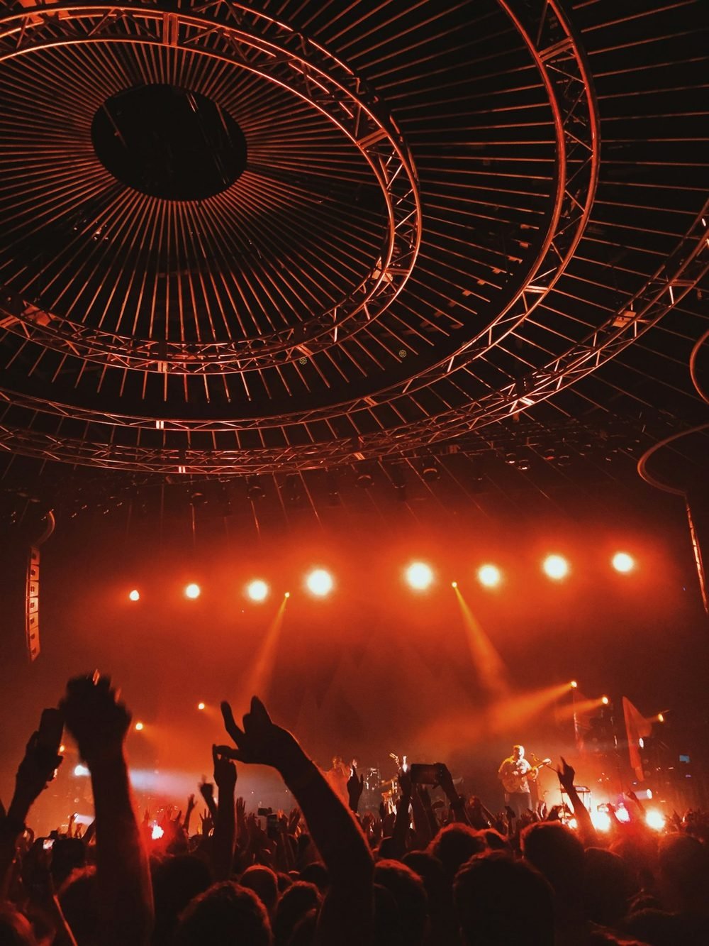 An arena event with dramatic lighting